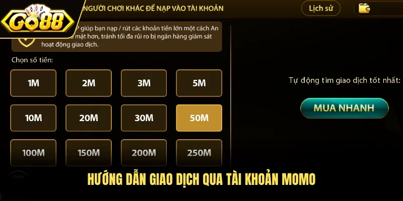 Hướng dẫn giao dịch qua tài khoản momo
