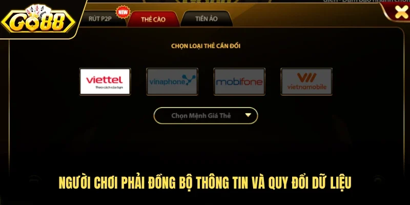 Người chơi phải đồng bộ thông tin và quy đổi dữ liệu