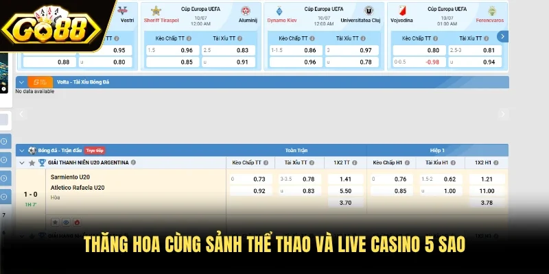 Thăng hoa cùng sảnh thể thao và live casino 5 sao